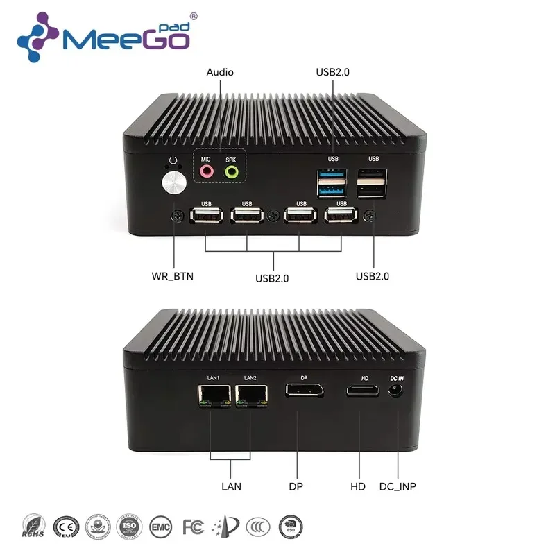 Hot Sale Metal Case Industrial Mini PC J6412 J6413 Quad Core SSD 32GB USB DP 4K Output Watchdog Function Smart Factory