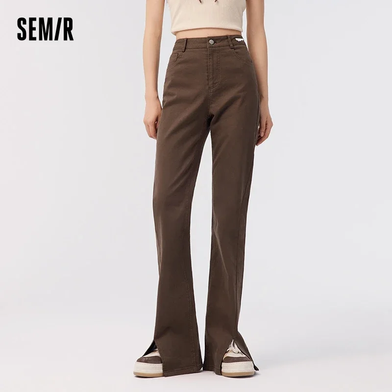 Semir Casual Pants Women Retro Style Trousers 2023 Summer New Slit Leg Length Flared Trousers Fashion Women