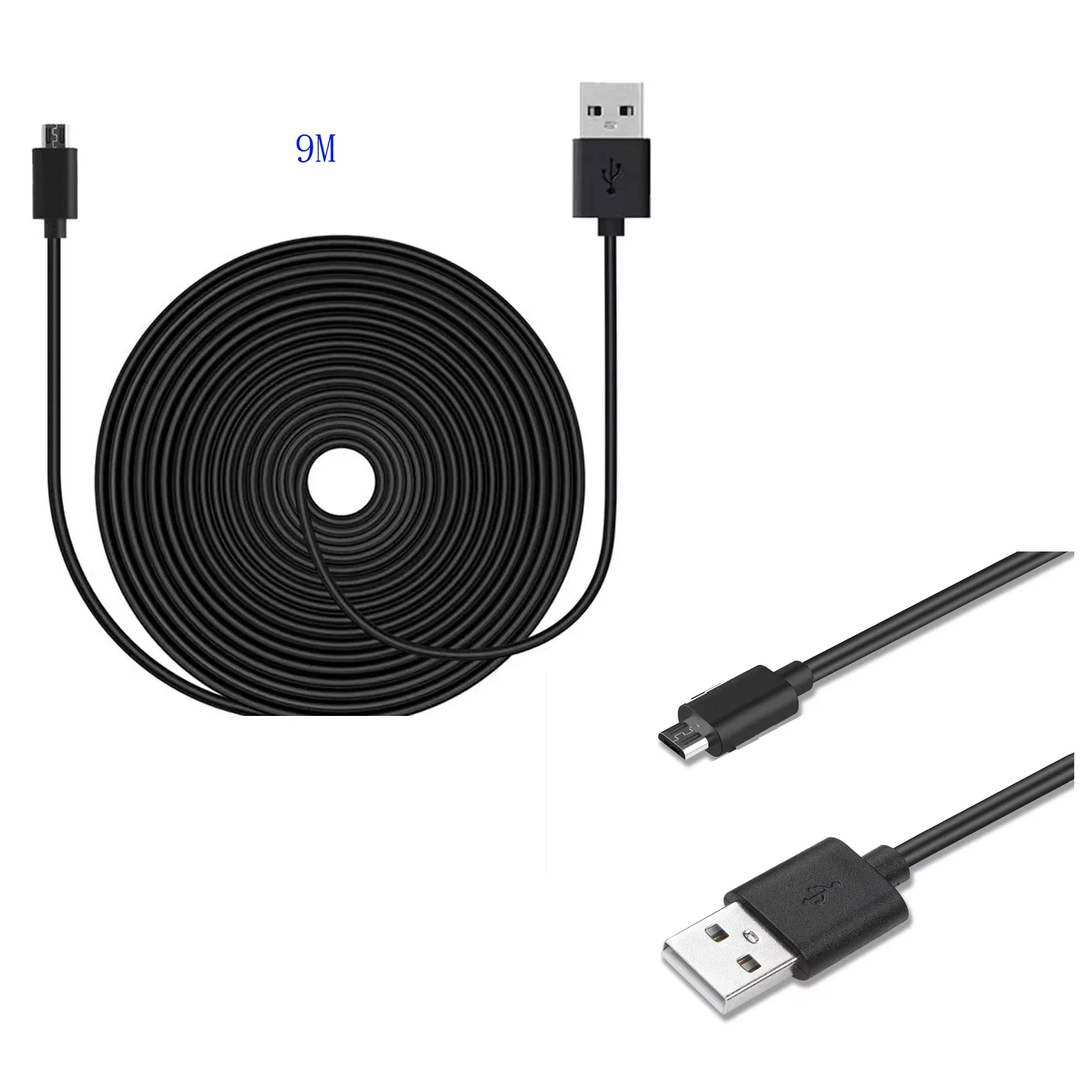 30ft/9m microusb Charge Cable for Wyze Cam v3 Cam Pan Cam Pan v2, YI Dome Home Camera, Nest Cam Cloud Camera Security Cam Blink