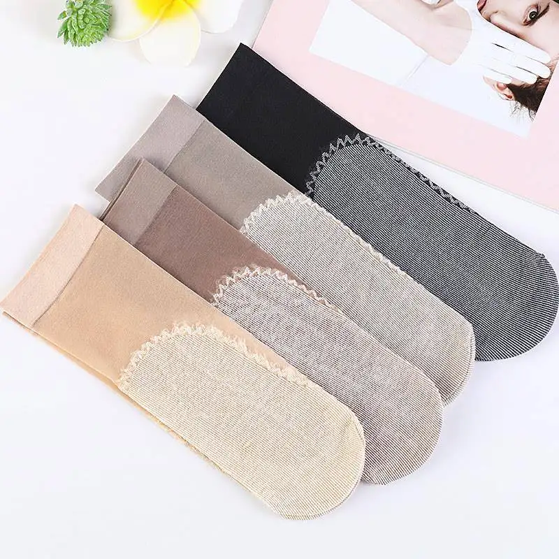 30 Pairs Ultra-Thin Cotton Women's Socks Short Anti-Catch Thread Spring Summer Ladies Mid-Calf Pure Color Stockings