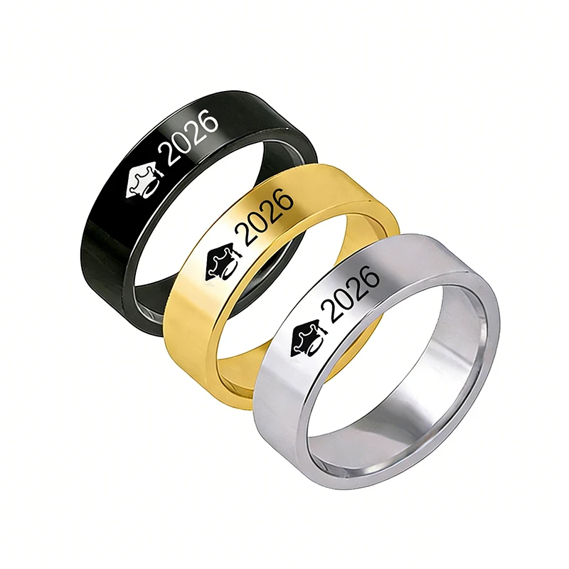 Modeklasse 2026 Abschlussring Edelstahlringe für Damen Herren Absolventen Schmuck Geschenke
