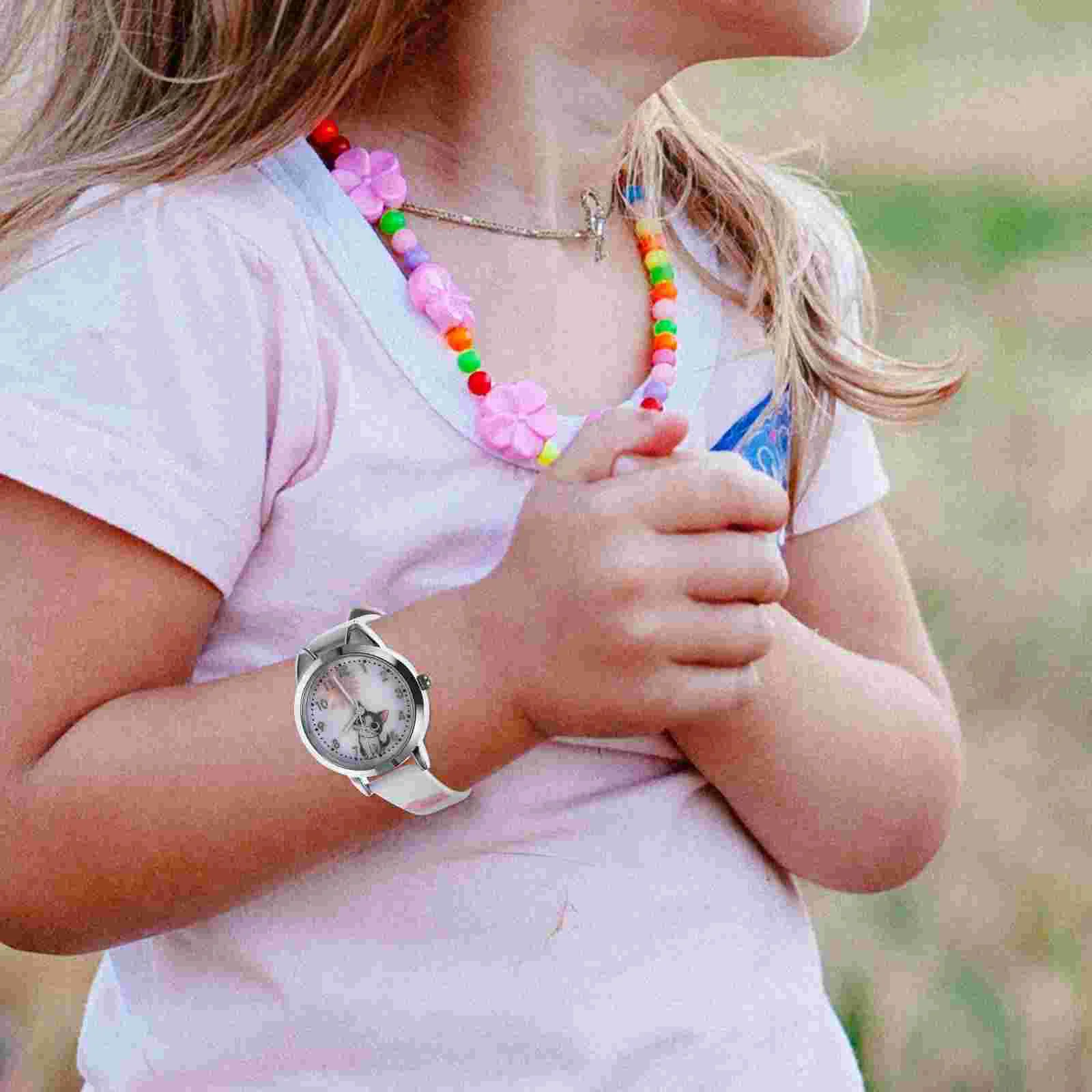 1 unidad de relojes de cuarzo con gatito de dibujos animados adorables, reloj de pulsera a la moda para niñas, reloj de pulsera de cuarzo con diseño de gatito