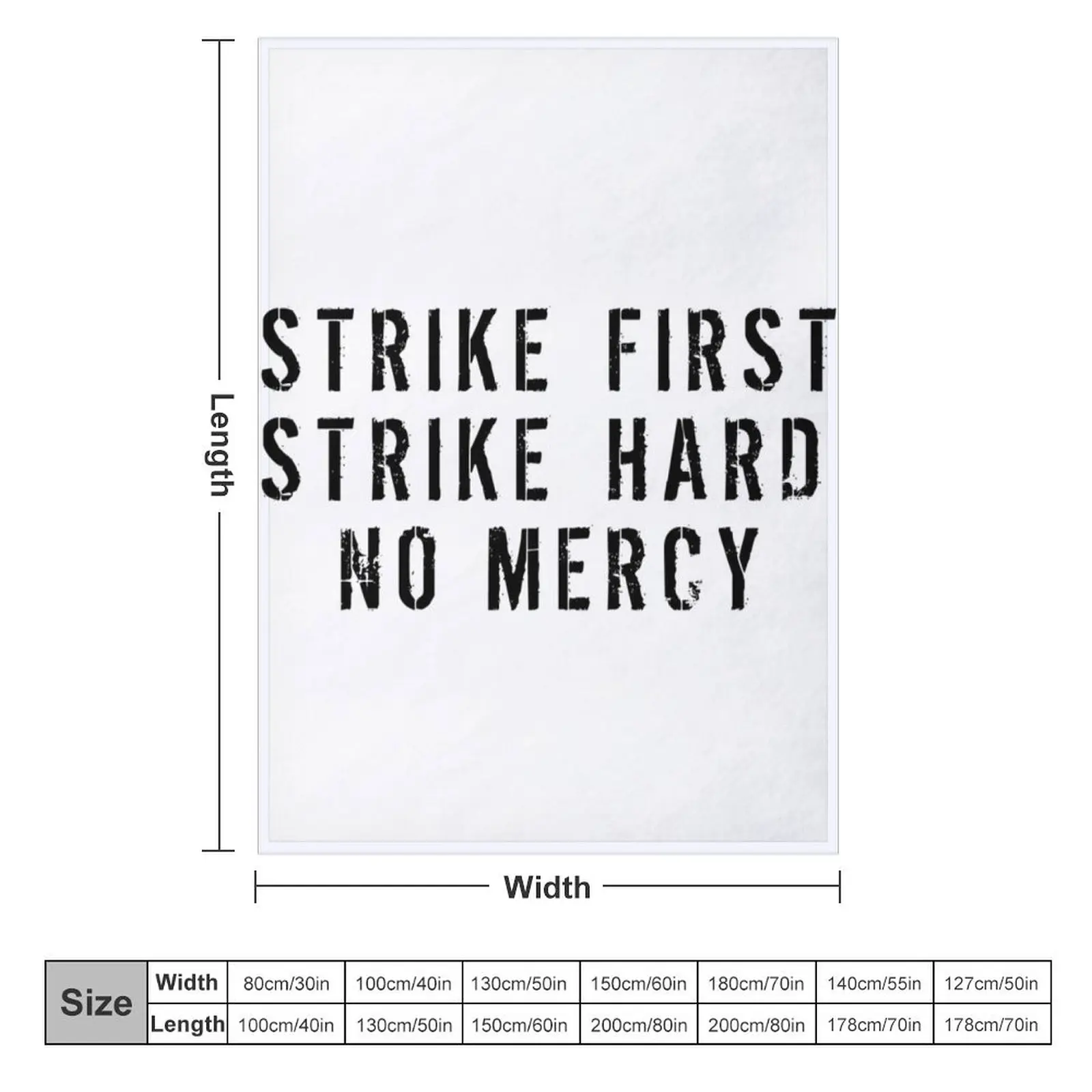 Strike First Strike Hard No Mercy Throw Blanket Weighted Polar Fashion Sofas Blankets