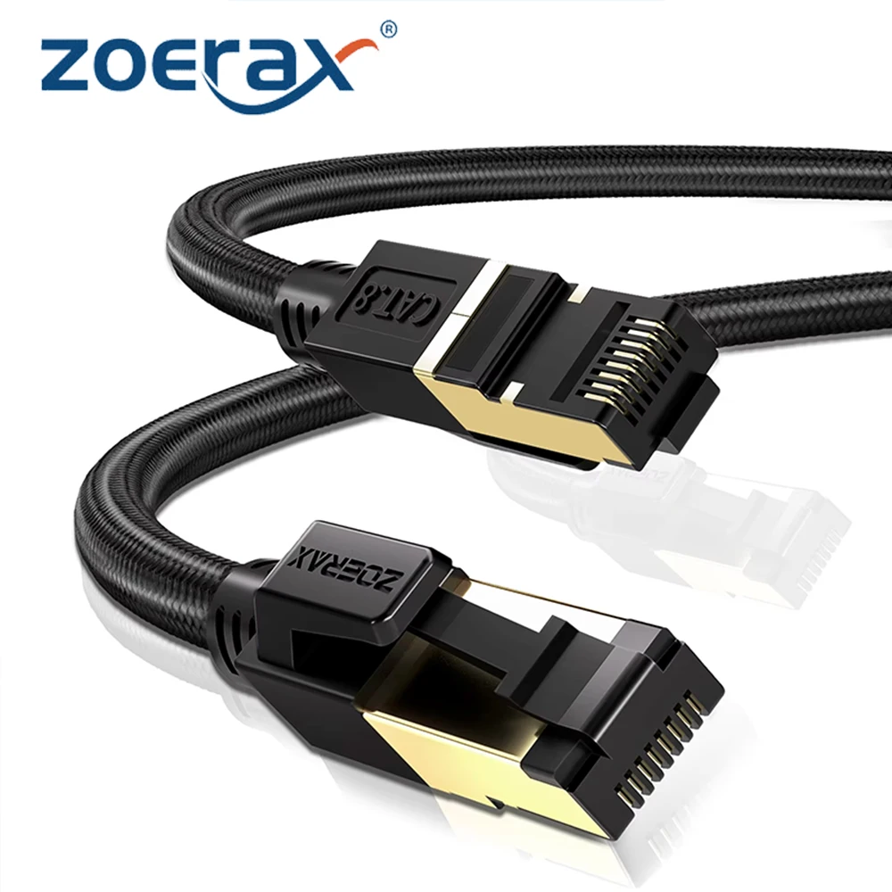ZoeRax CAT8 câble Ethernet 40Gbps 2000MHz CAT 8 réseau coton tressé Internet Lan cordon pour ordinateurs portables PS 5 routeur câble RJ45