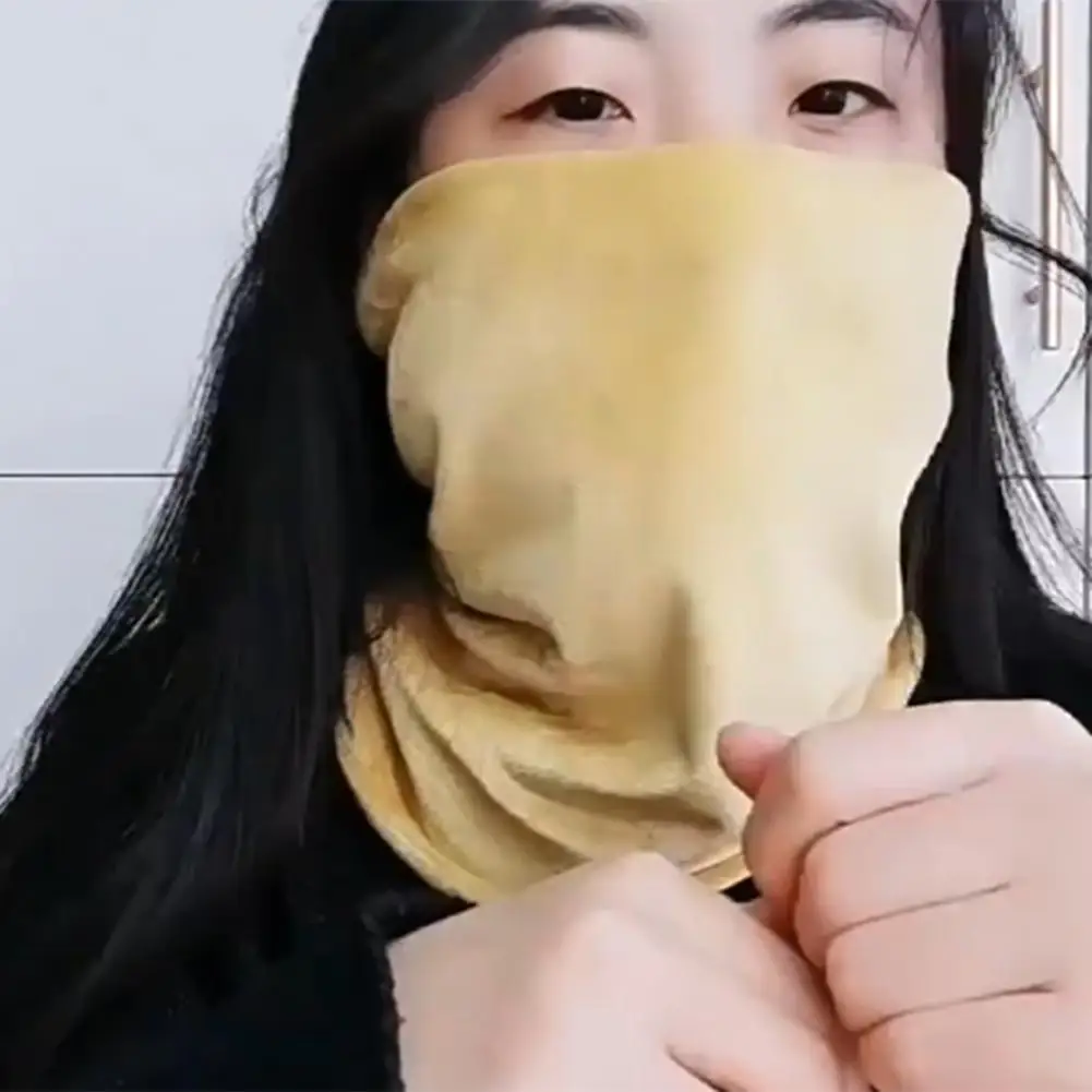 

Comfortable Unisex Scarf Elegant Golden Velvet Elastic Scarf for Men Women Stylish Solid Color Decorative Scarf with Thermal