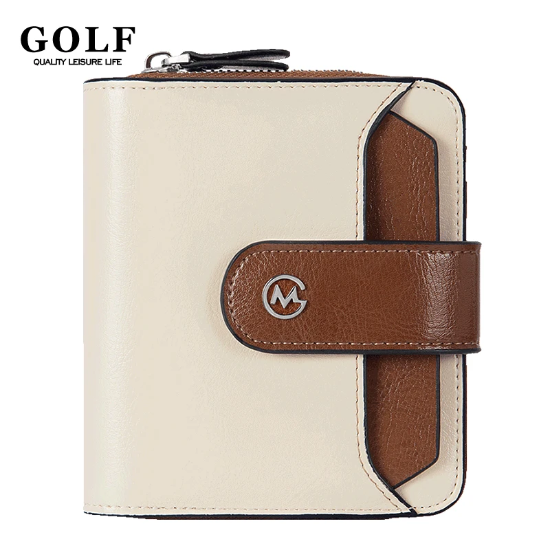 GOLF Women Short Wallet Small Fashion Luxury Leather Card Organizer with Zipper Business Card Bag Small Purses Minimalist Wallet