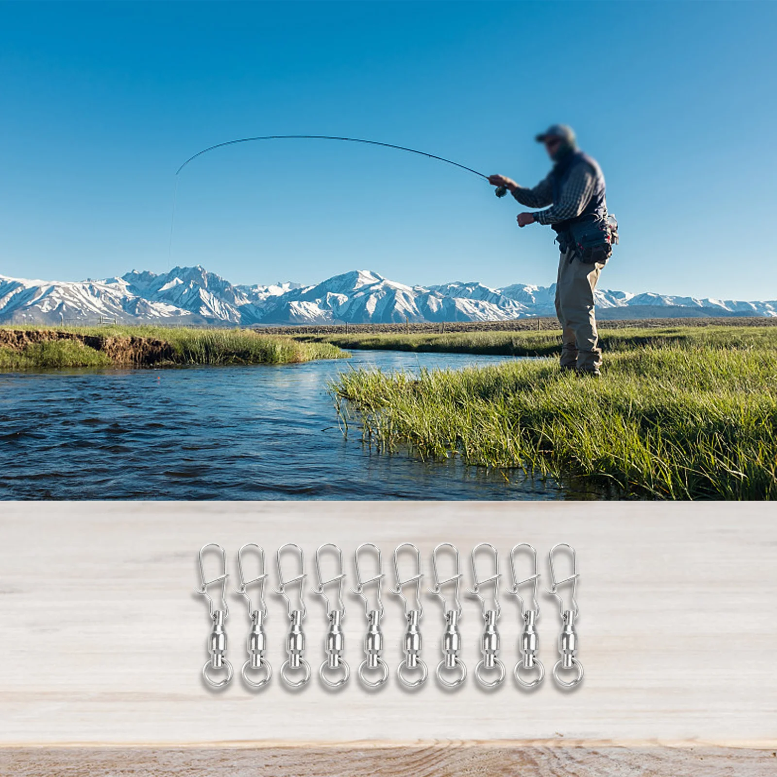 10pcs Fishing Swivel Snap Connectors Set Dual O Ring Design 3 Sizes for Smooth Rotation and Strong Performance