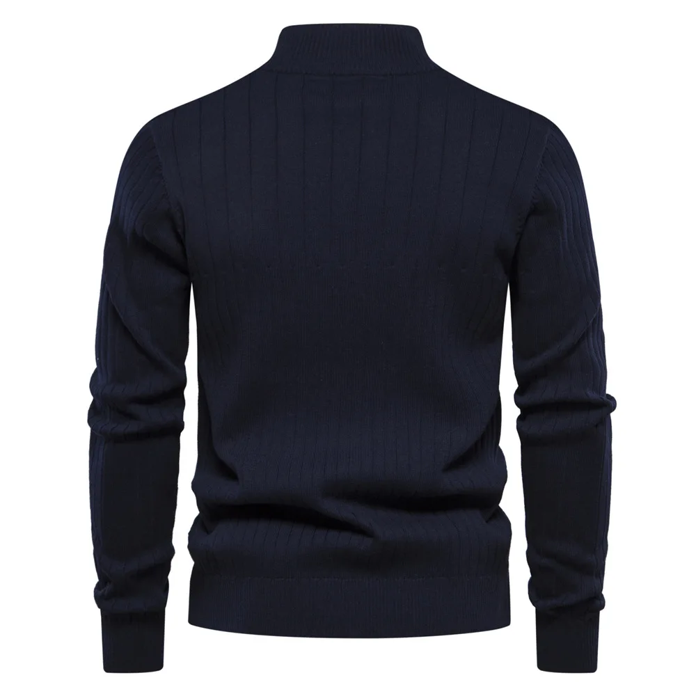 2024 New Autumn Winter Zipper Pullover Sweaters for Men High Quality Warm  Stand Collar Cotton Knitted Sweater Men