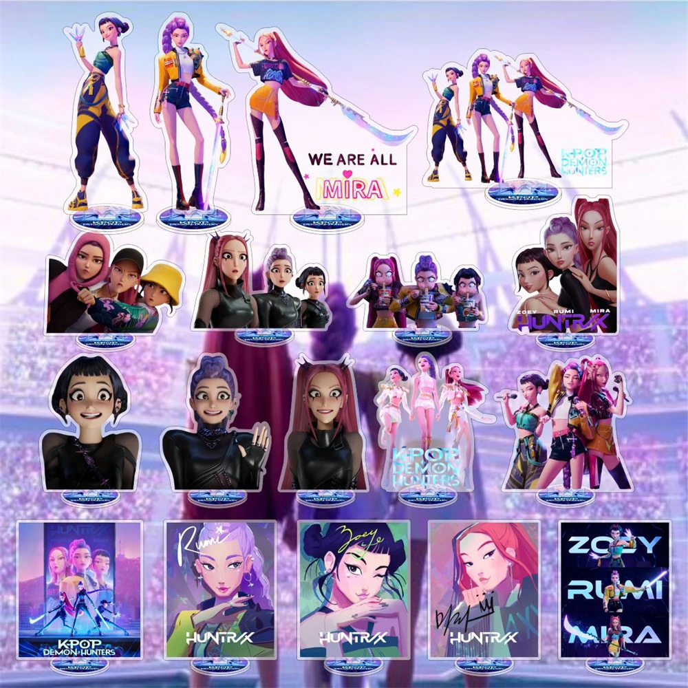 

KPOP HUNTR/X Acrylic Stand Figure KPop Demon Hunters Cartoon Two-Sided Standing Model Desktop Ornament RUMI ZOEY MIRA Fans Gift