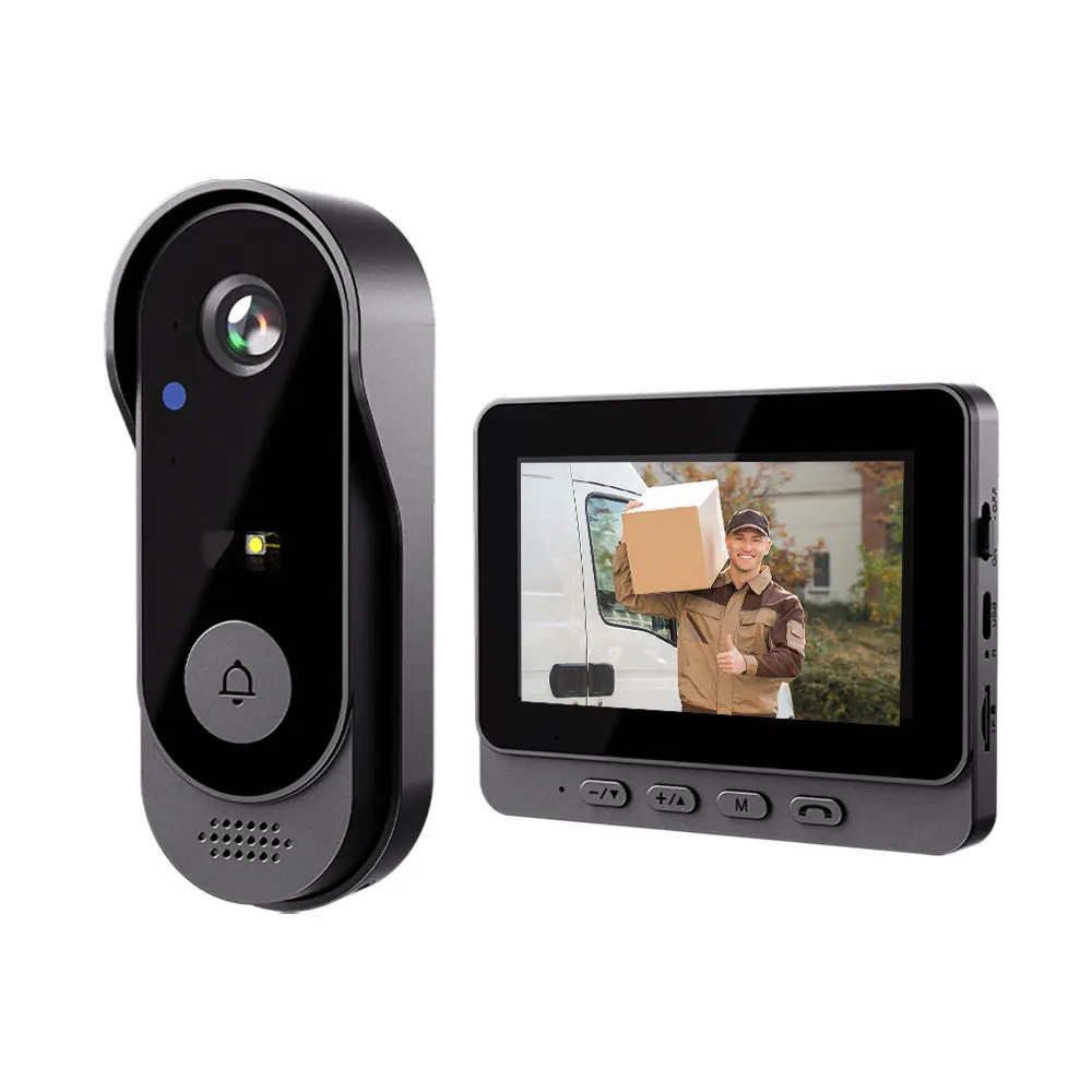 X8 Smart Video Doorbell Camera Intercom 480P OLED 4.3 Inch Screen IR Night Vision Two-Way Audio Electric Battery-Powered Home