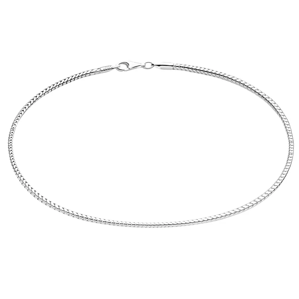 

Браслет/цепочка на ногу из цельного итальянского серебра 925 пробы с круглыми бриллиантовыми огранками, для женщин и мужчин - сделано в Италии, в подарочной коробке.