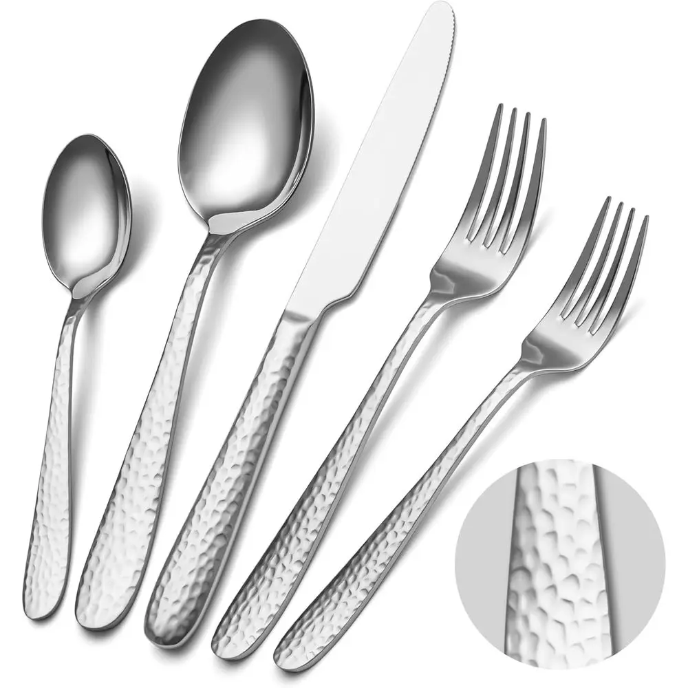 

40-Piece Stainless Steel Flatware Set, 8-Piece Tableware Cutlery, Mirror Finish, Durable Kitchen Utensils, Dishwasher Safe