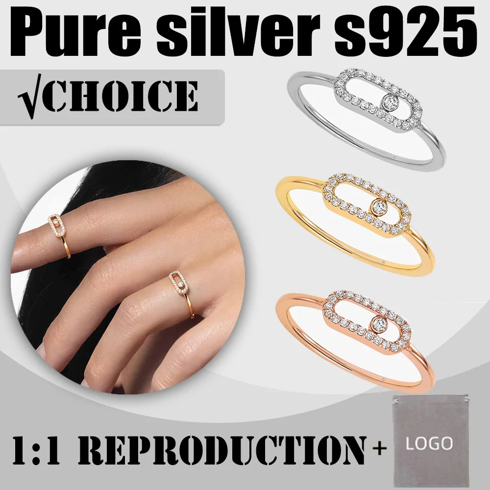 

Classic minimalist high-end pure silver s925 Messik style 18k platinum luxury diamond wedding docking