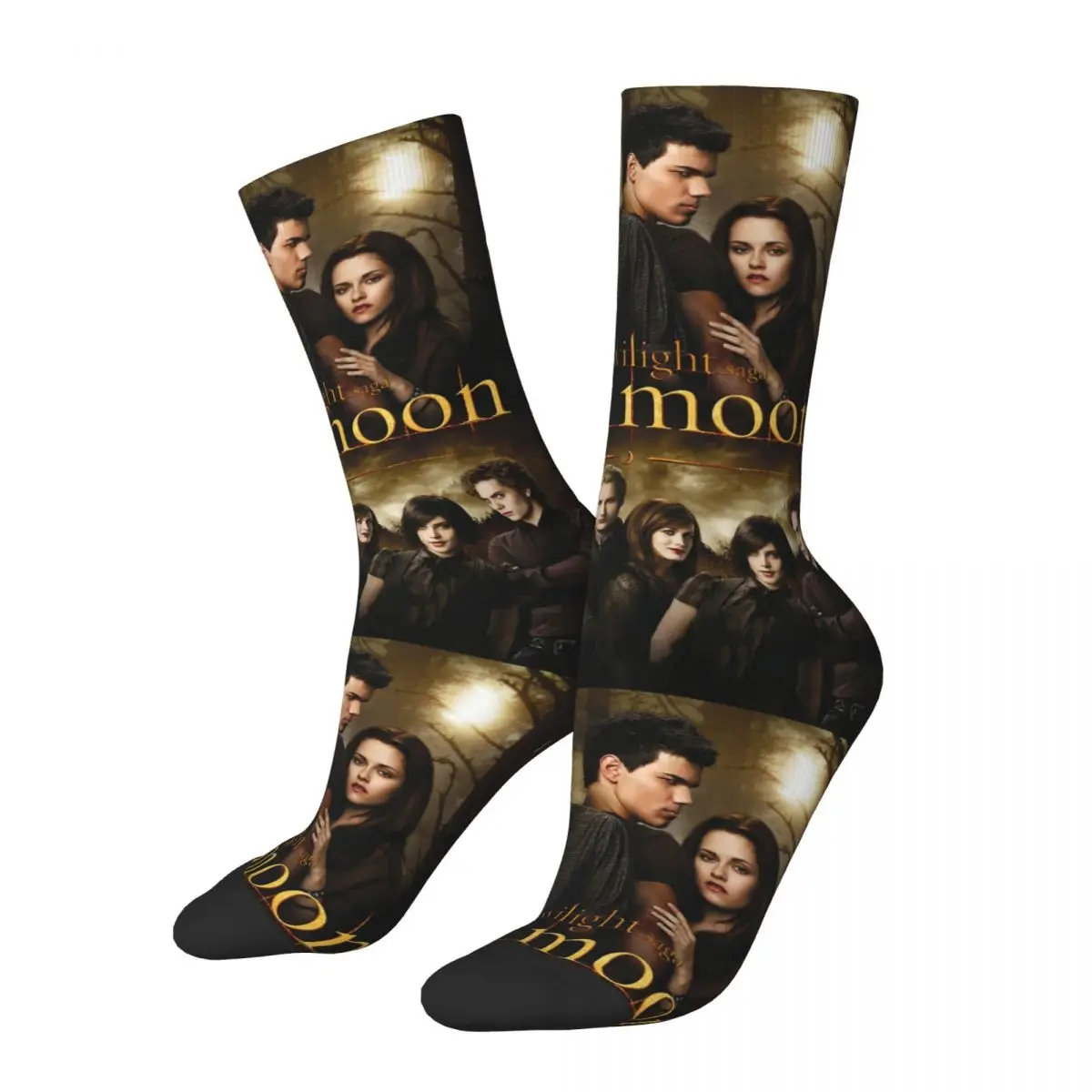 Retro The Twilight Saga Vampire Movie Skateboard Socks Edward Bella Jacob Polyester Crew Socks for Unisex