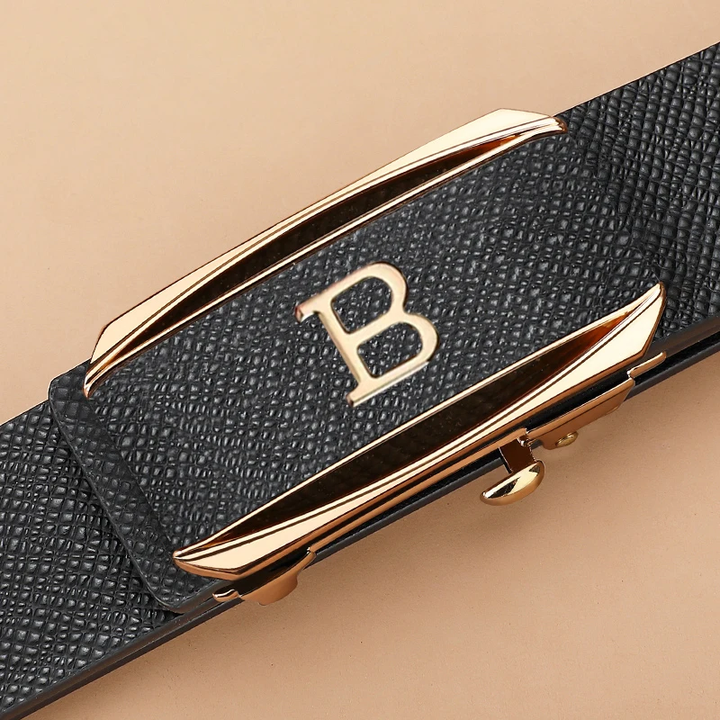 2024 High Quality Coffee Genuine Leather Belt B Letter Automatic Buckle Fashion Men\'s Belt Designer Casual Belt ceinture homme