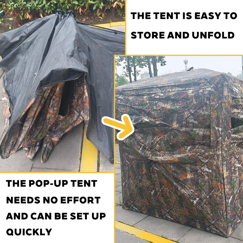 2 Person Pop Up Camouflage Hunting Blind, Hub Style Wildlife Shelter, Foldable Durable Tent for Outdoor Hunting - view 5