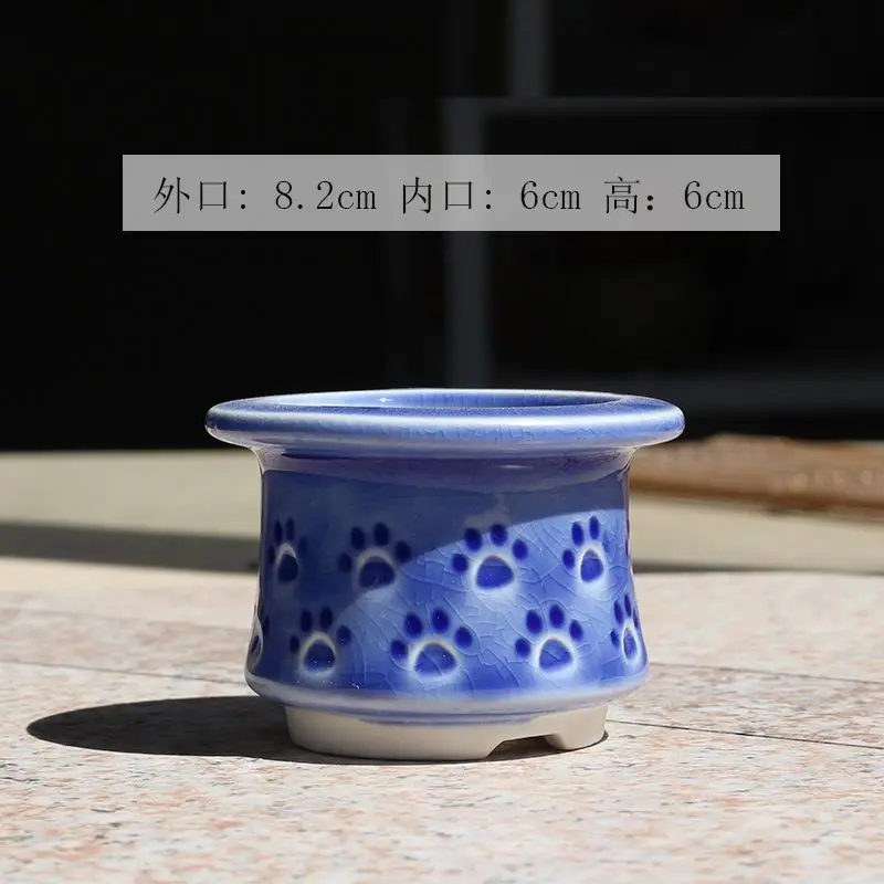 Simple and Personalized Cat Paw Hat Brim Seal Succulent Flowerpot Ceramic Creative Painted Green Plant Small Flower Pot