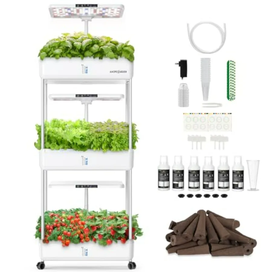 

Indoor Garden Hydroponics Growing System Kit with 66 Pods LED Grow Light 30L Large Capacity Kitchen Planter for Herb Vegetable