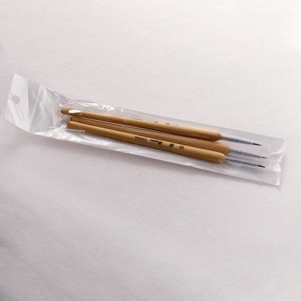 3Pcs Set Multifunction Nail Art Liner Brushes 3D Tips Wooden Handle Nail Drawing Pens Fine Liner Points Professional