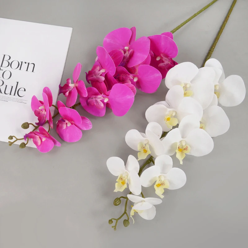 100CM 9-Köpfige Künstliche Schmetterlingsorchideen Phalaenopsis Künstliche Phallorchideen Blumen für Hochzeit Festival Party Heim-Dekorationen