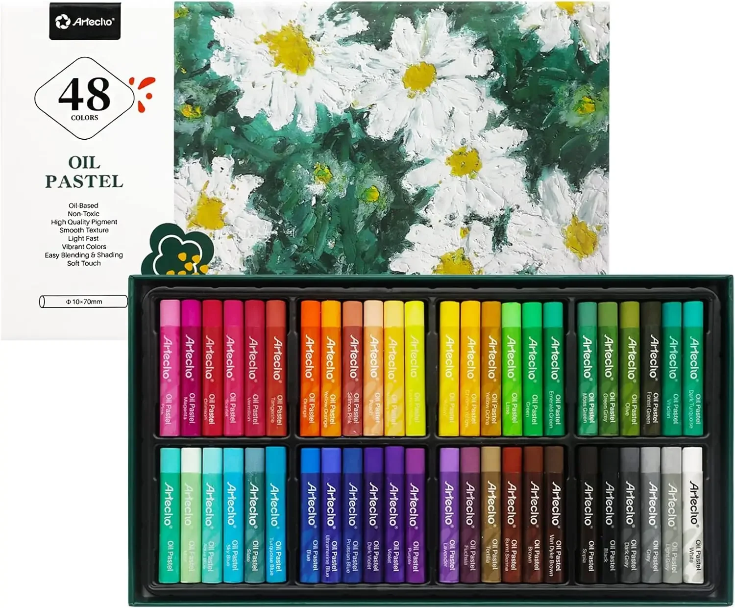 

48 Colors Soft Oil Pastels for Art Painting, Drawing, Blending - Art Supplies for Artists, Beginners, Students