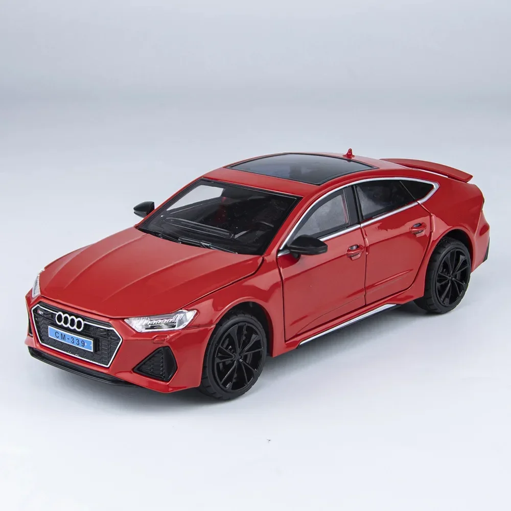 1:24 audi rs7 sportback合金ダイキャストおもちゃ車モデルホイールステアリング音と光の子供のおもちゃ収集可能な誕生日プレゼント