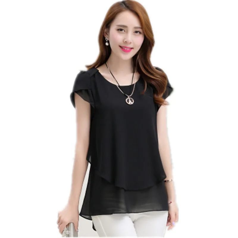 Womans Chiffon Summer Tops Long Short-sleeved Shirts Large Size 4XL 5xl Loose Casual Women Clothing Blusa Feminino