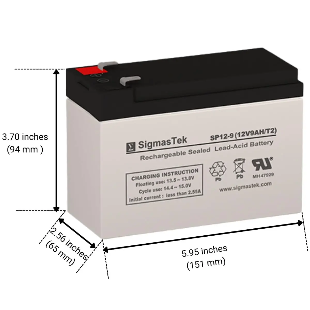 Universal 12V 9Ah F2 Battery Pack of 8, Sealed Lead Acid Rechargeable Replacement for UPS Alarm System, Customized