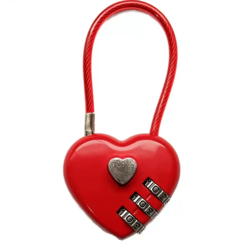 Love lock Gift Wedding Lock Heart Shaped Password Lock Schoolbag Backpack Padlock Suitcase Rope Lock Cabinet Lock