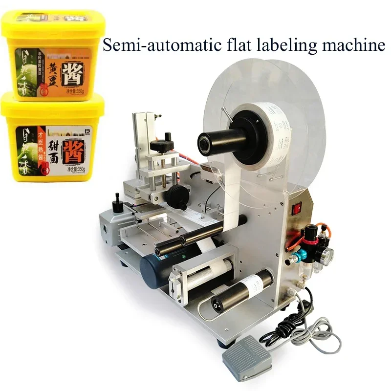 Desktop Semi Automatic Flat Surface Labeling Machine For Square Bottle Adhesive Sticker Double Sided Labeling Commercial