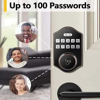 CIEPOJIT Smart Front Door Lock Deadbolt Keyless Entry Locks  Digital Keypad Security For Home Unlock with password/key 2