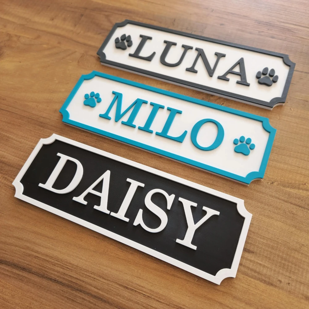 Customize a pet name plaque - A personalized plaque for a pet's name on a pet house, room, cage, dog bed or feeding area - Dog p