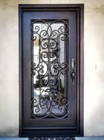 French Steel Glass Double Doors Wrought Iron Door