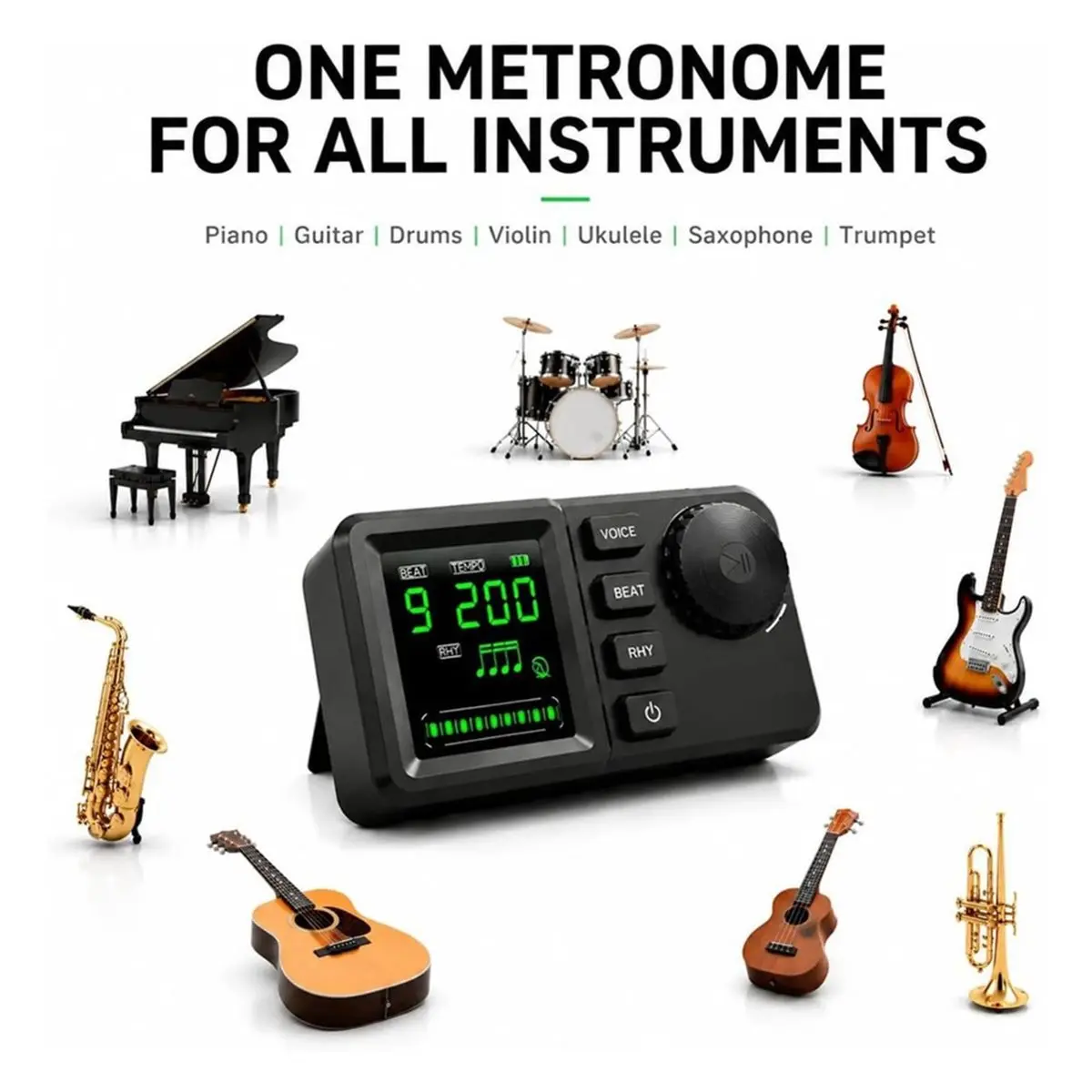Digital Metronome with Vocal Counting,Silent Practice Rhythm Trainer,Visual Beat Display Metronome Piano Guitar Drums