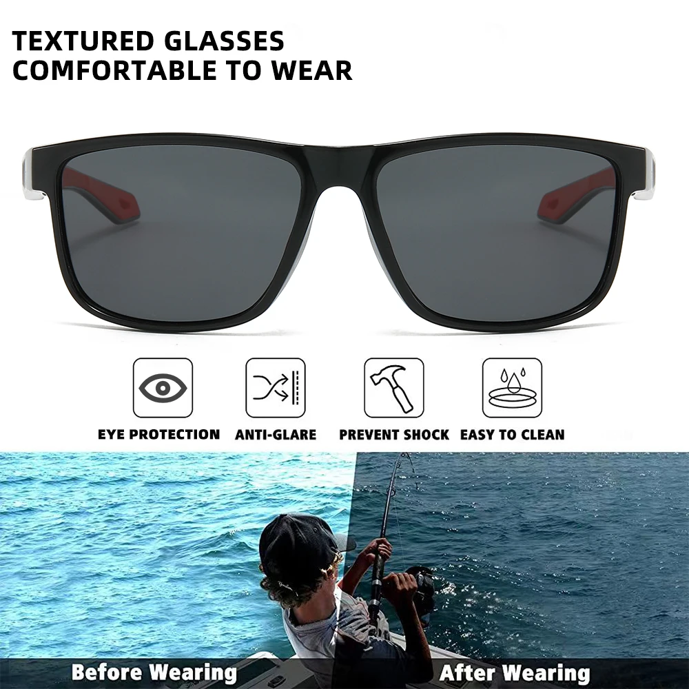 Occhiali da sole polarizzati quadrati retrò Punte per templi in gomma leggera Comfort adatto per occhiali classici unisex casual e all'aperto