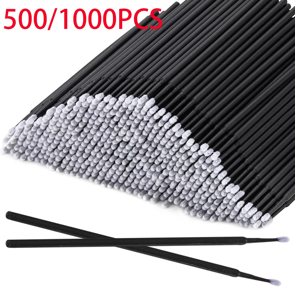 500/1000 Uds cepillo de limpieza de pestañas cepillo de cristal altamente colorido microcepillo de pestañas herramienta removedora de limpieza de maquillaje de belleza mayorista