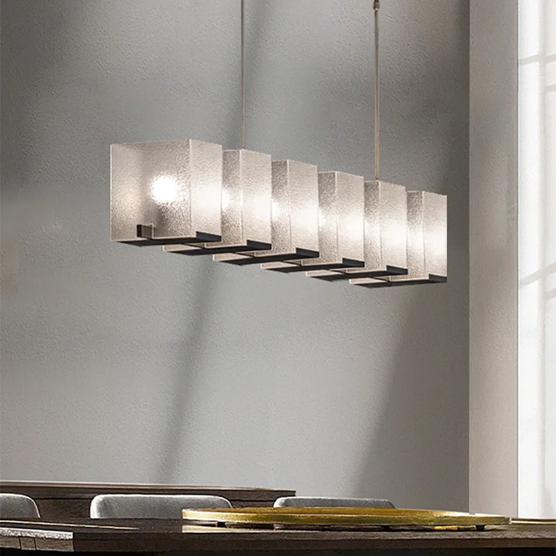 

Modern LED dining room ceiling chandelier, rectangular chandelier for bar, acrylic shade, variable light