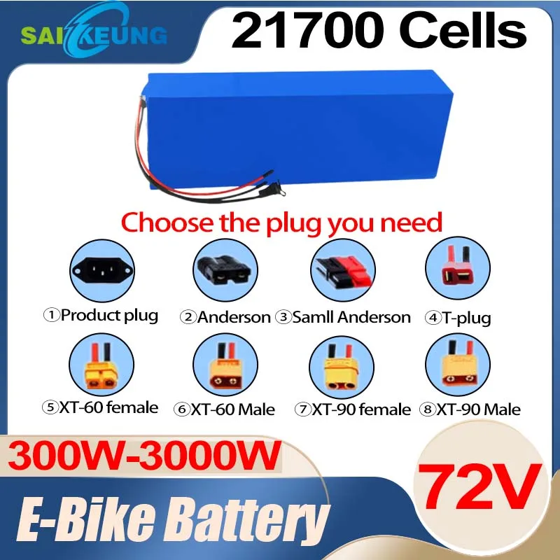 72v Battery 60ah 20ah 30ah 40 50 ah 300w-3000w High Power 84V Electric Bike Motor Scooter Ebike 21700 Batterie Pack with charger