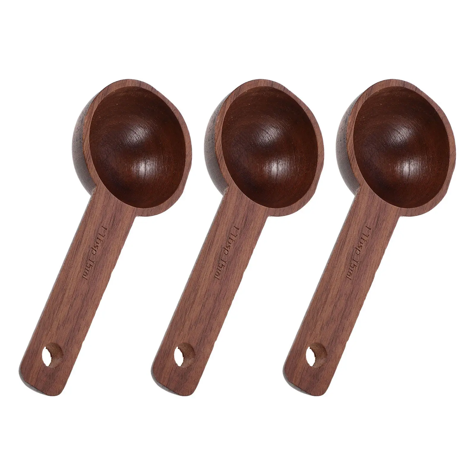 3Pcs Walnut Wood Coffee Scoop Walnut Spoon Set Natural Texture Easy Clean Reusable Measuring Spoon for Coffee Beans Home Kitchen