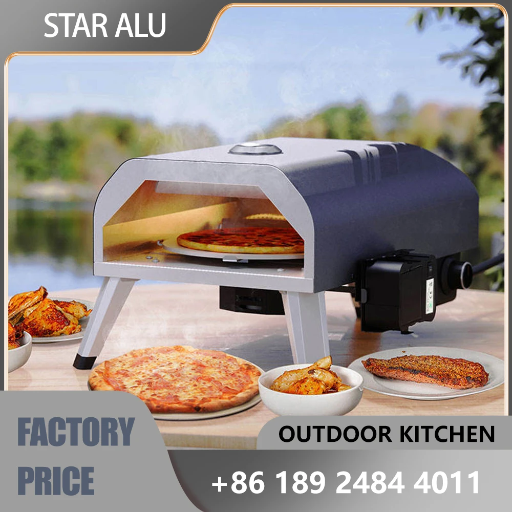 16 Inch Gas Pizza Oven, Portable Stainless Steel Outdoor Kitchen Pizza, Commercial Grade for Backyard BBQ and Camping