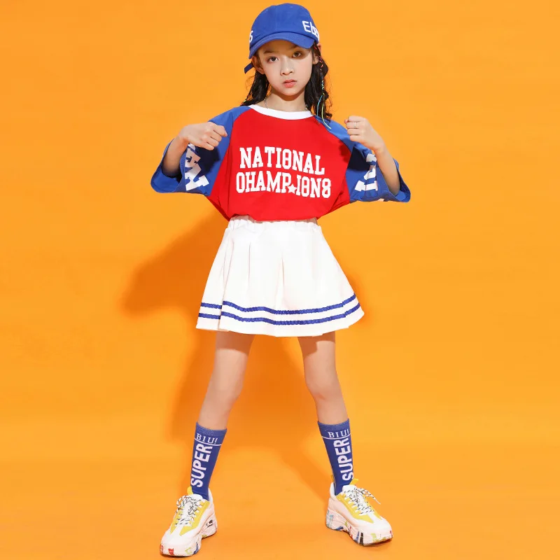 Fashion Kids Gymnastics Cheerleading Costumes Boys Girls School Uniforms Sports Meeting Clothes Children Hip Hop Jazz Dancewear