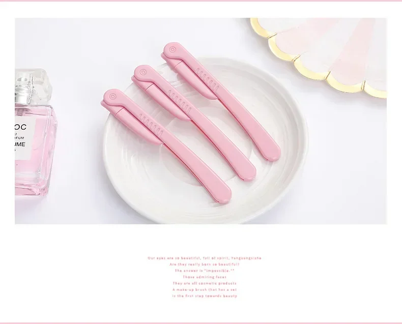 Beauty Face Eye Shaper Shaver Stainless Steel Blades Makeup Tools 3Pcs/Set Pink Folding Eyebrow Trimmer Armpit Hair Razor