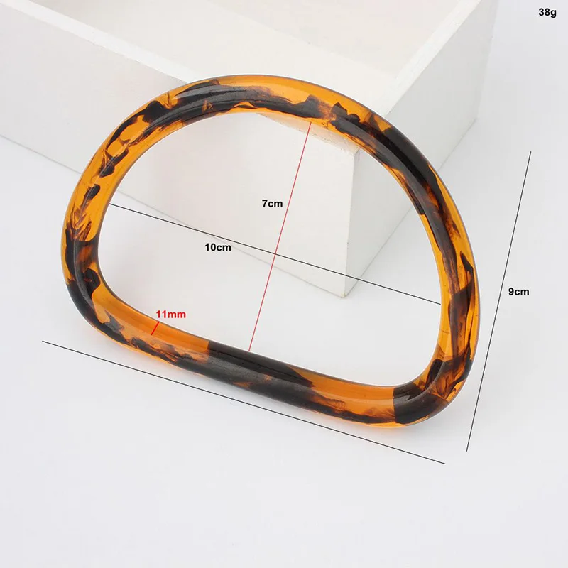 Tortoiseshell Unique Resin Handle Amber Round Handle Fashion D-shaped Handles Bags Handbags Handmade DIY Craft Bag Accessory