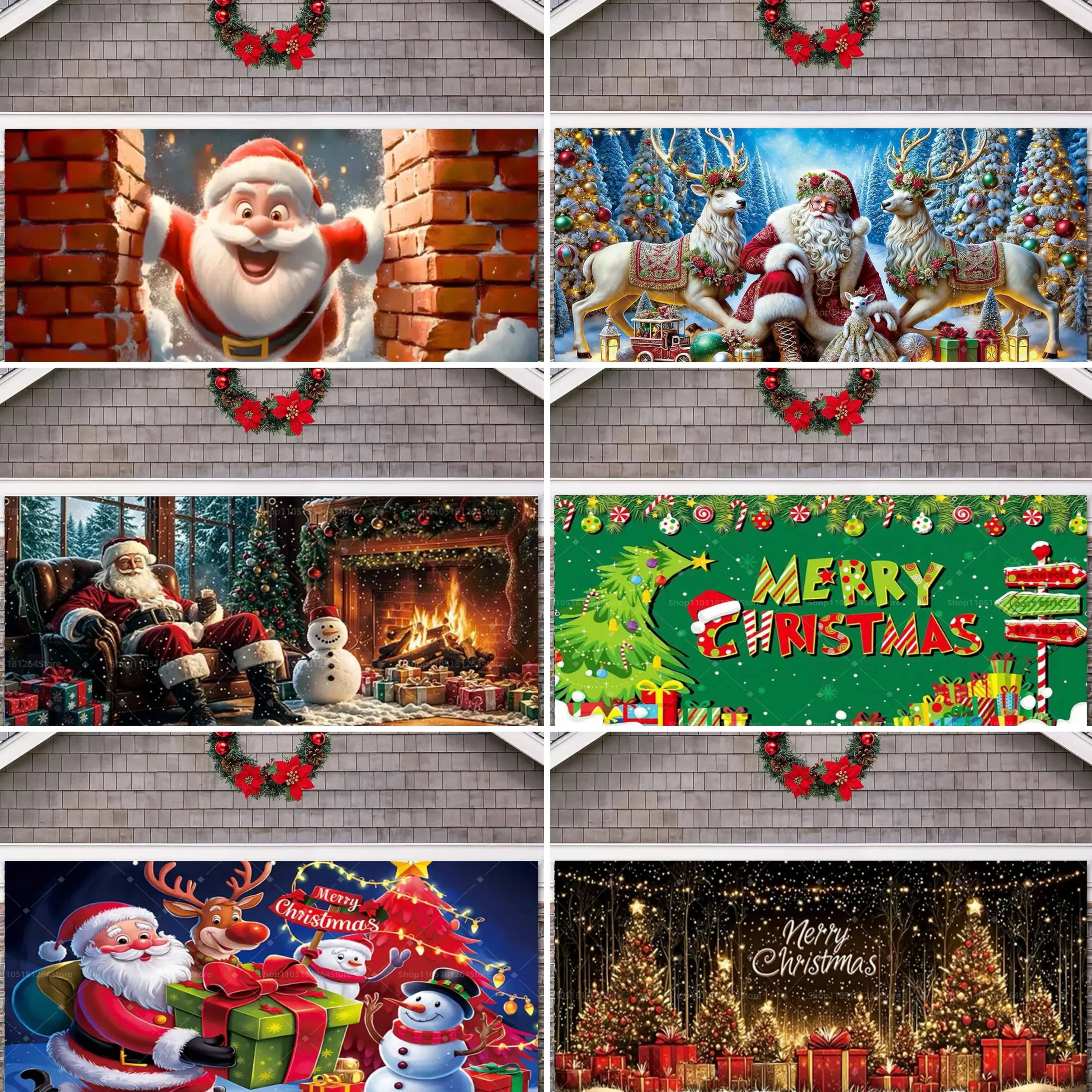 

Большой рождественский чехол для гаражной двери, баннер, украшение для двери, зимний Санта-Клаус, фестиваль лося, декор для вечеринки, фон, подарок