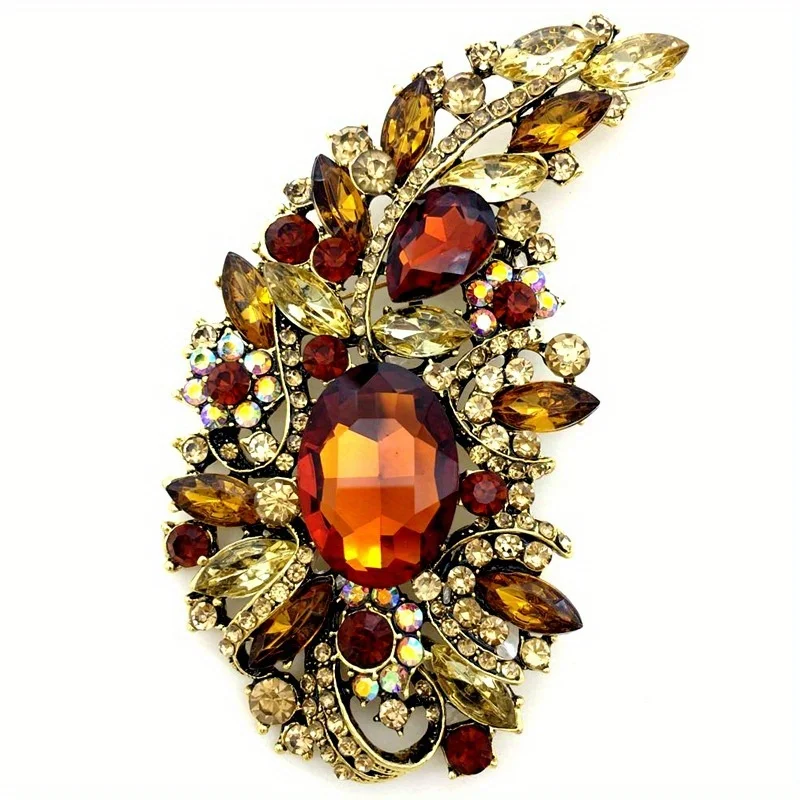 1pcs Shiny Large Rhinestone Solid Color Brooches Pins Exquisite Crystal Party Banquet Jewelry Badges for Lady