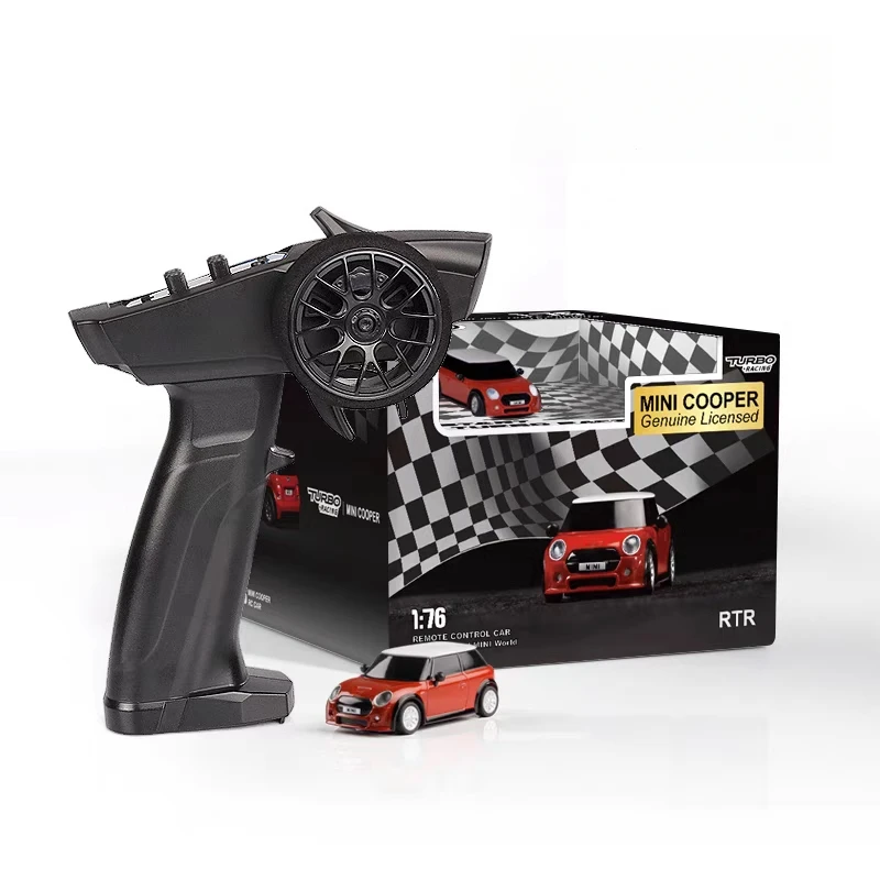 Turbo Racing Licensed Mini Cooper F56 3-Door Hatchback 1/76 RC Electric Car Model 1:76 Remote Control Desktop Toy Adult Kid Gift