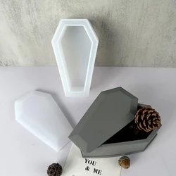 Cement Coffin Box Silicone Mold Halloween Storage Tank Plaster Mould DIY Crystal Epoxy Resin Craft Casting Molds Home Decoration