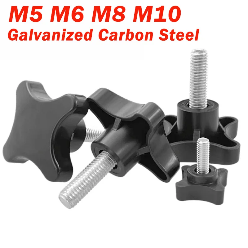 M5 M6 M8 M10 Plastic Star Knob Handle Screw Star Shaped Clamping Bolt Bakelite Plastic Head Handle Screw Galvanised Threaded
