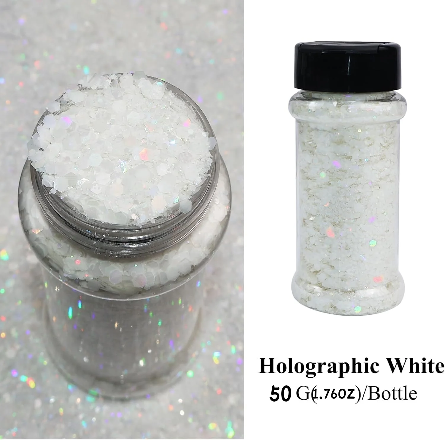 1.76oz 50g Bottle Holographic Nail Glitter Chunky Mixes Super Laser Effect Glitter , Manicures, DIY, Holiday Decorations