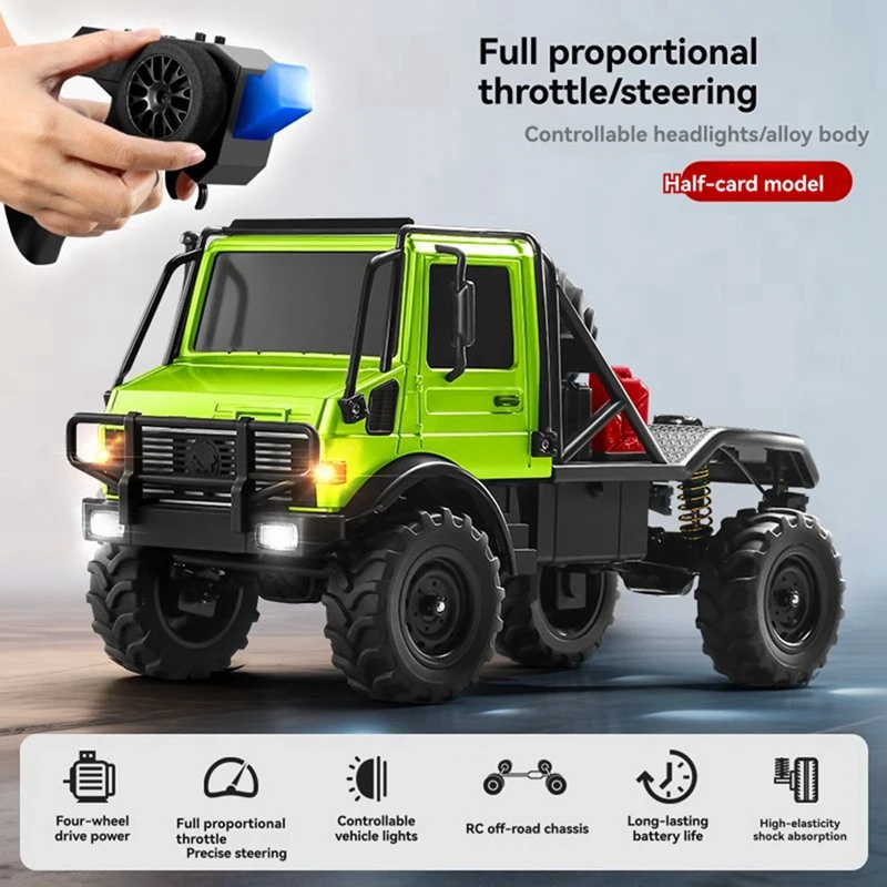 MN333 U4000 RC Car 1/18 4WD Climbing Off-Road Vehicle Simulation Light Metal Front Electric Remote Control Car Green